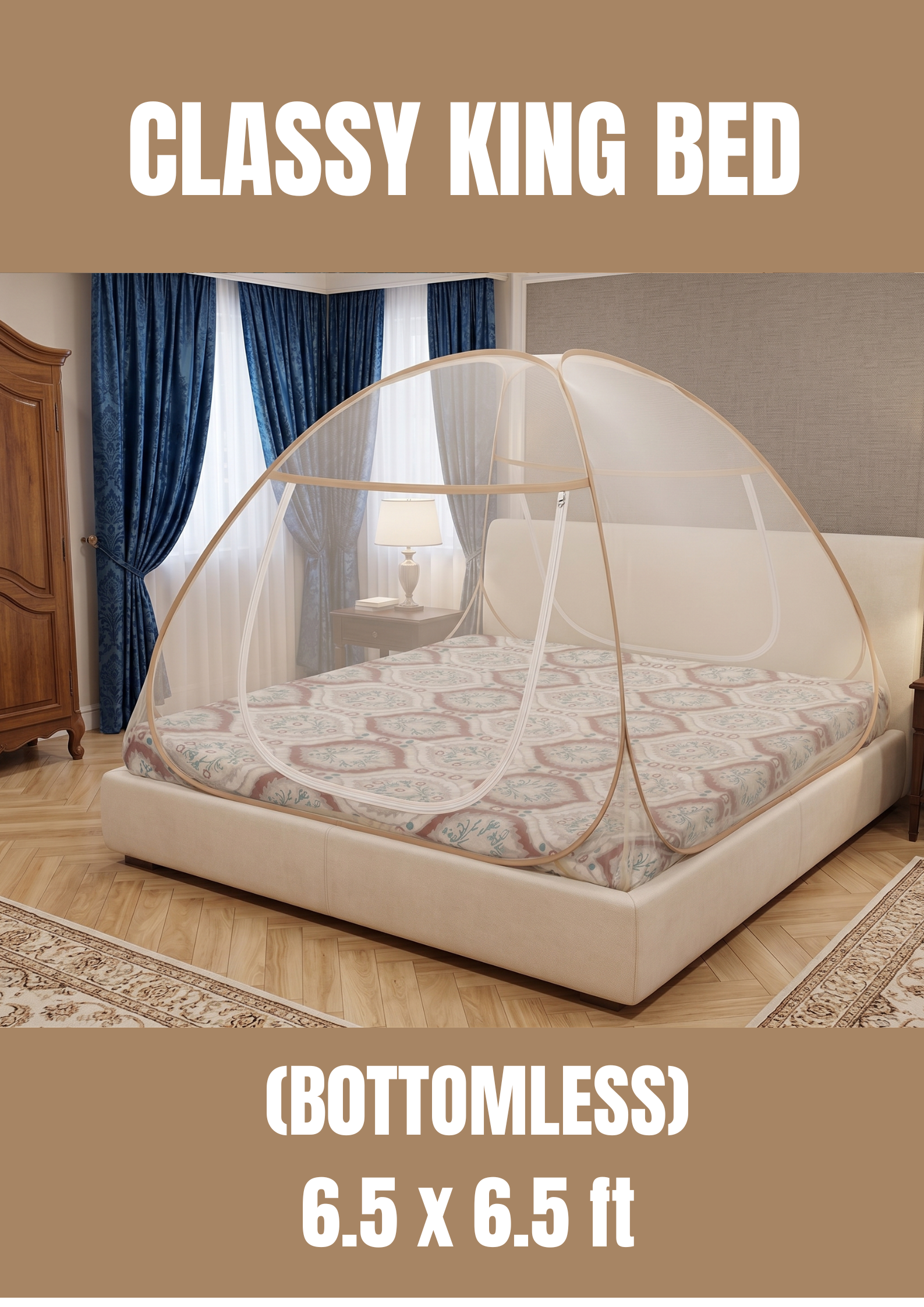 Ivory Classy Bottomless KING BED 6.5 x 6.5 ft TITLE King Bed 6.5 x 6.5 ft (Classy) - Image 1