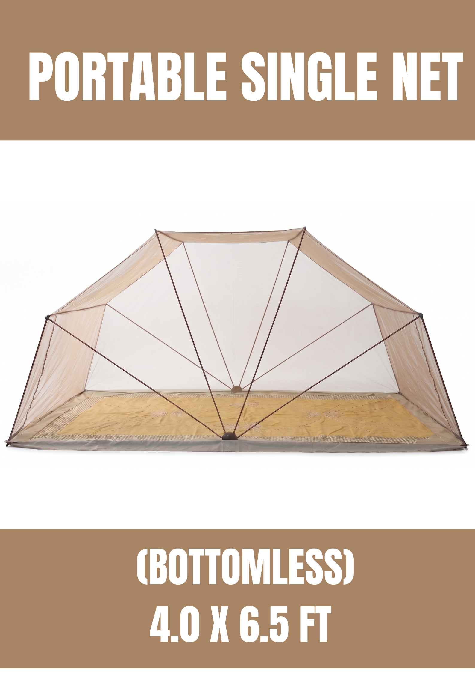PORTABLE SINGLE NET IVORY 4 X 6.5 Double Bed Medium 4 x 6.5 ft (Comfort) - Image 1